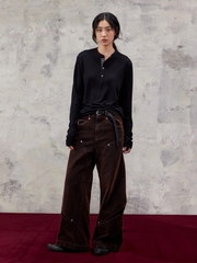 ALVNG AR ANTS Flocked Double-Knee Denim Pants