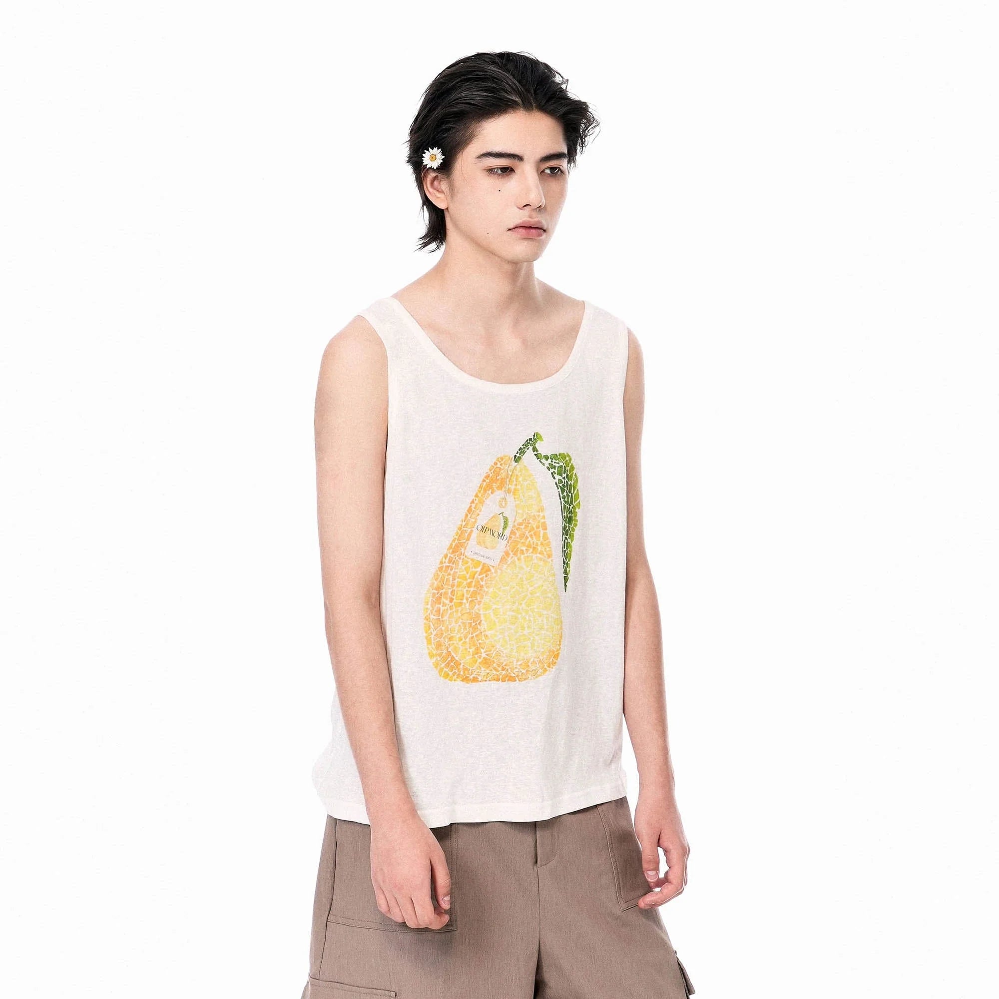 OIPWORD Mosaic Pear Graphic Tank Top