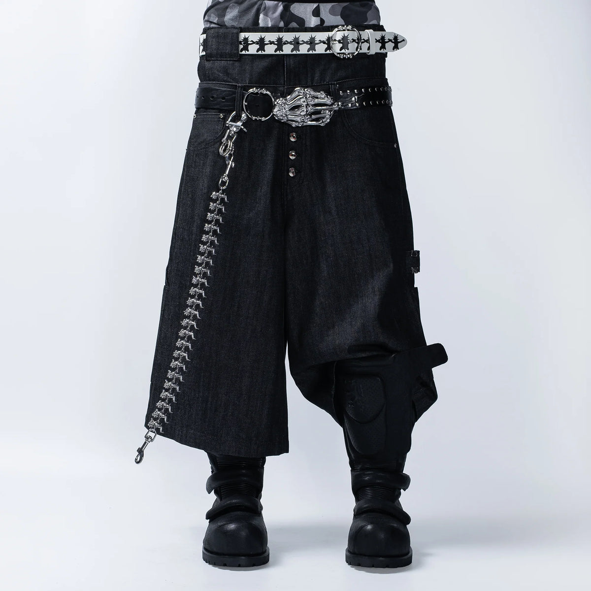 FVVO Layered-Waist Studded Cropped Pants