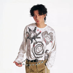 1997 POSTOFFICE Distressed Tribal Graphics Long-Sleeve Tee