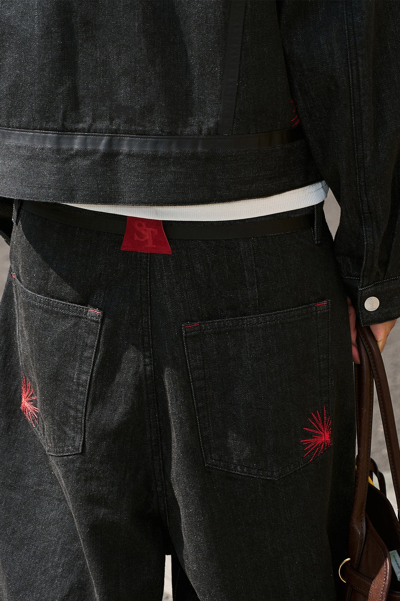STEEPC Button Fly Wide-Leg Raw Selvage Jeans