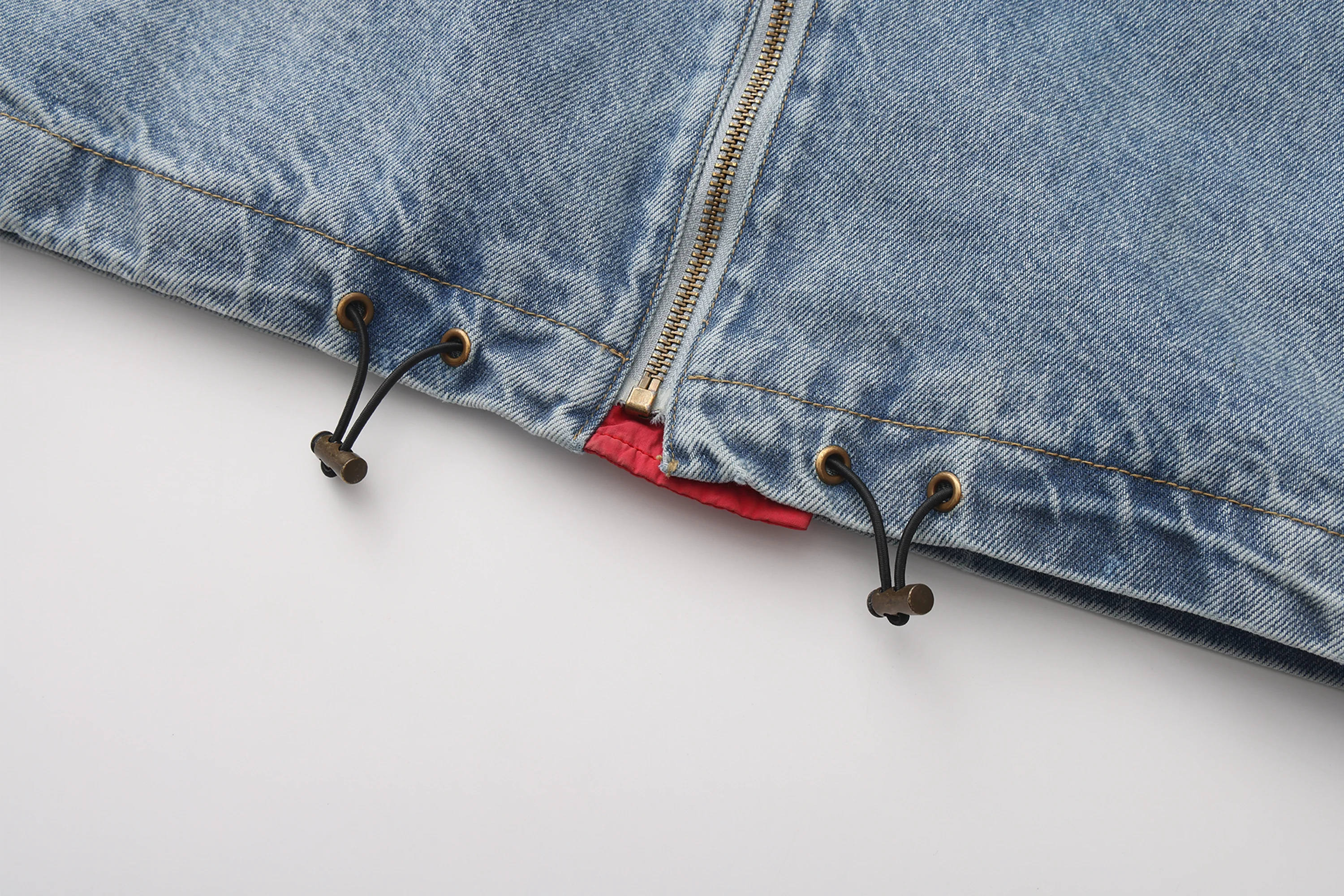 VANN VALRENCE Contrast LOGO Patch Washed Denim Jacket