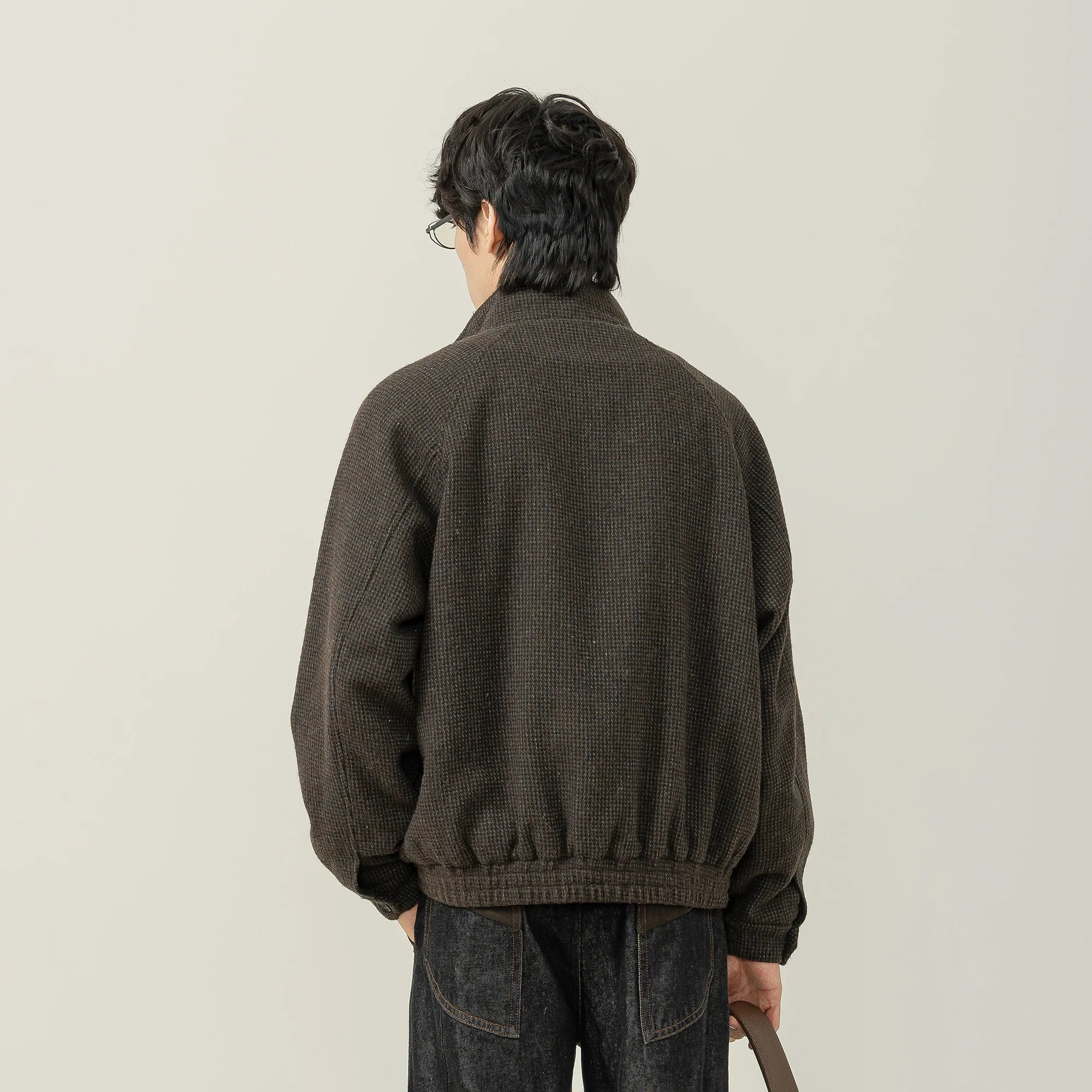 MOITIEDEPETALE Plaid Panels Wool-Blend Jacket