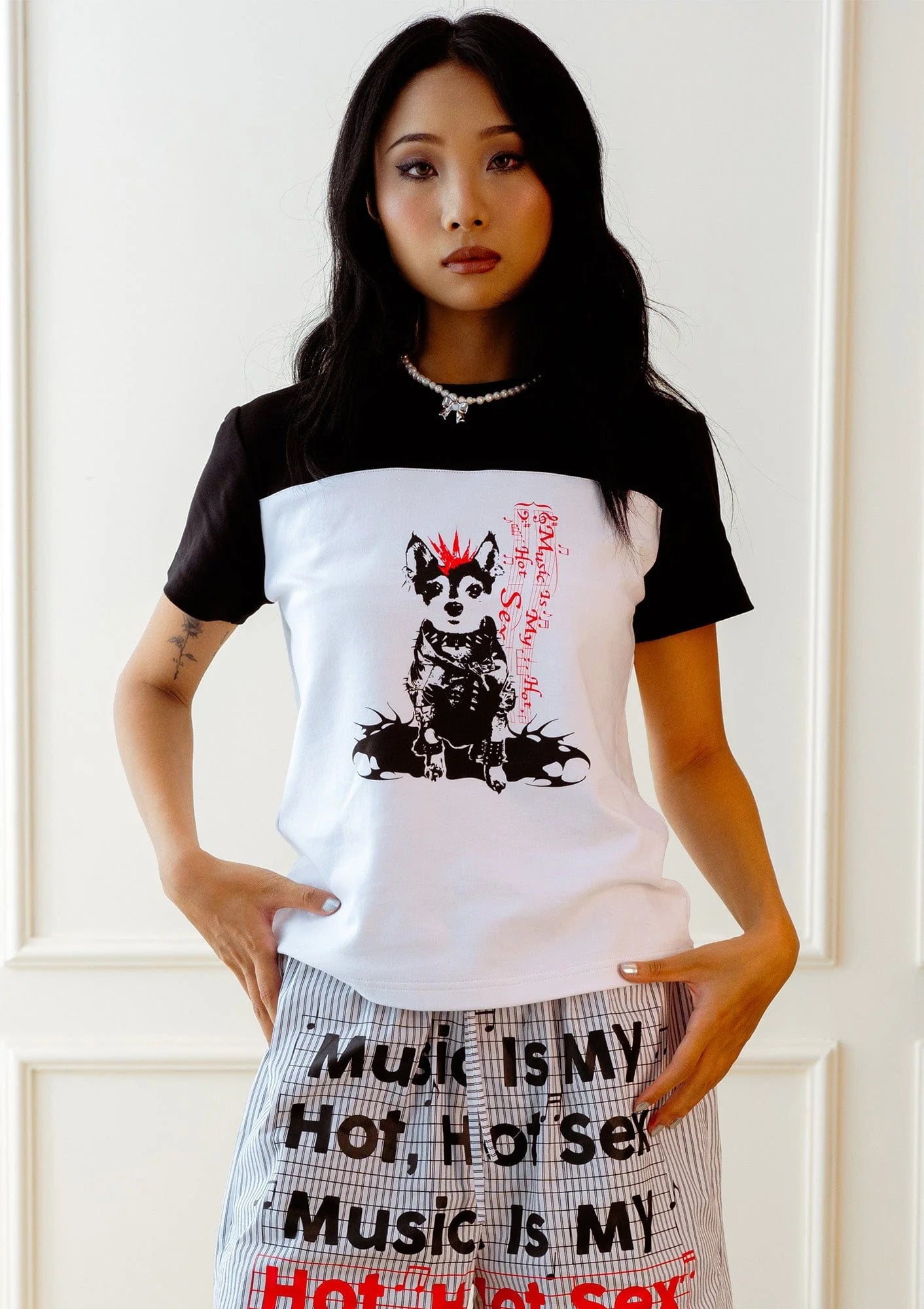 KADAKADA Punk Pup Graphic Spliced T-Shirt