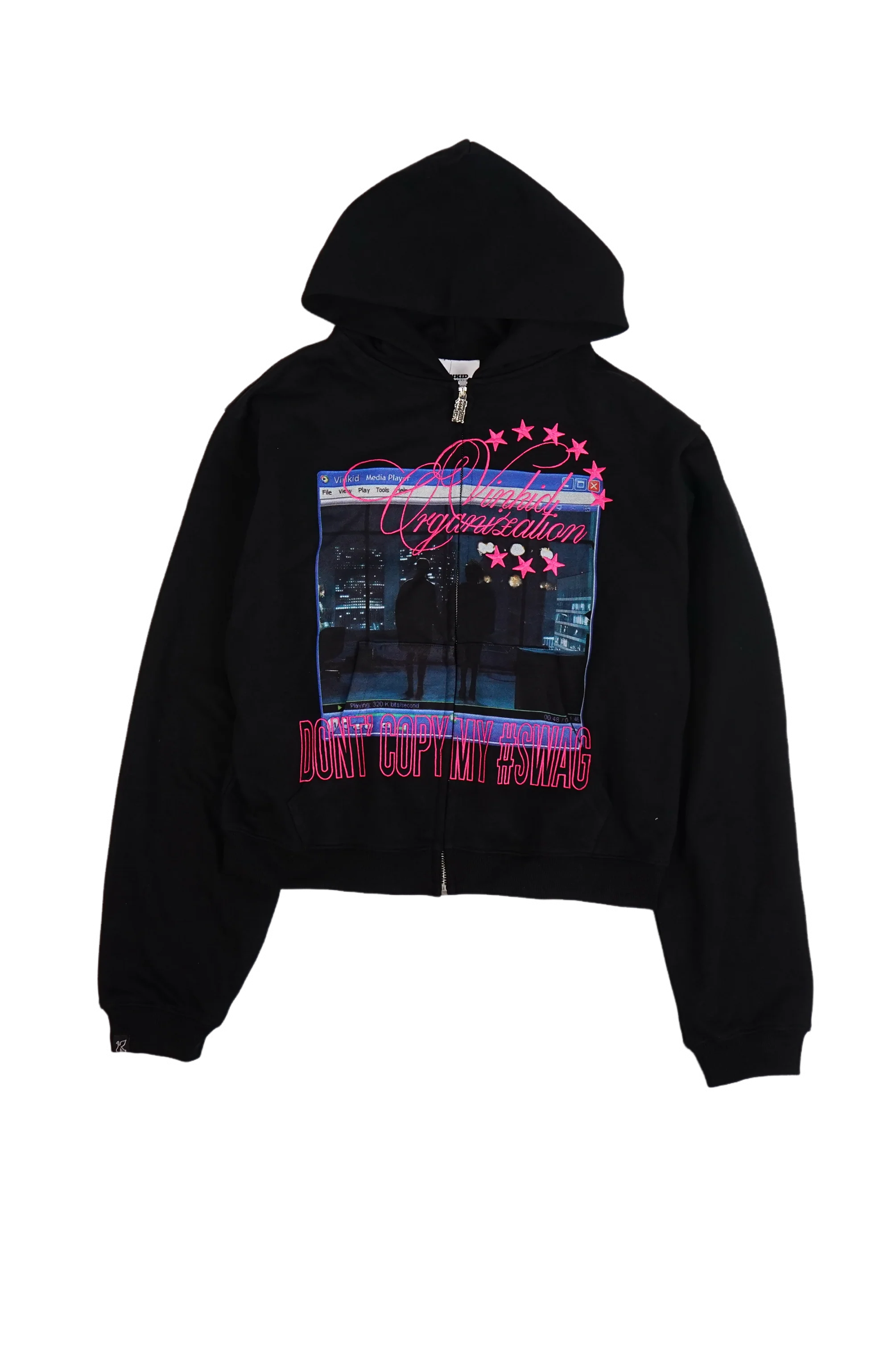 VINKID Embroidered Graphic Zip-Up Hoodie