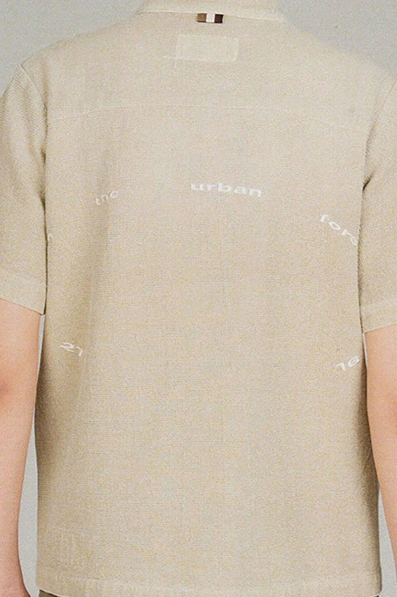 URBAN+FOREST Washed Waffle Stand Collar Half Shirt