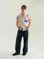 WIID Doodle Sketch Full-Print Cuban Half Shirt