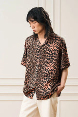 EPIC POETRY Leopard Cuban Half Shirt Pink