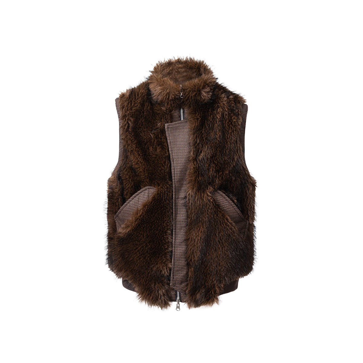 CATSSTAC Reversible Plaid Faux Fur Vest