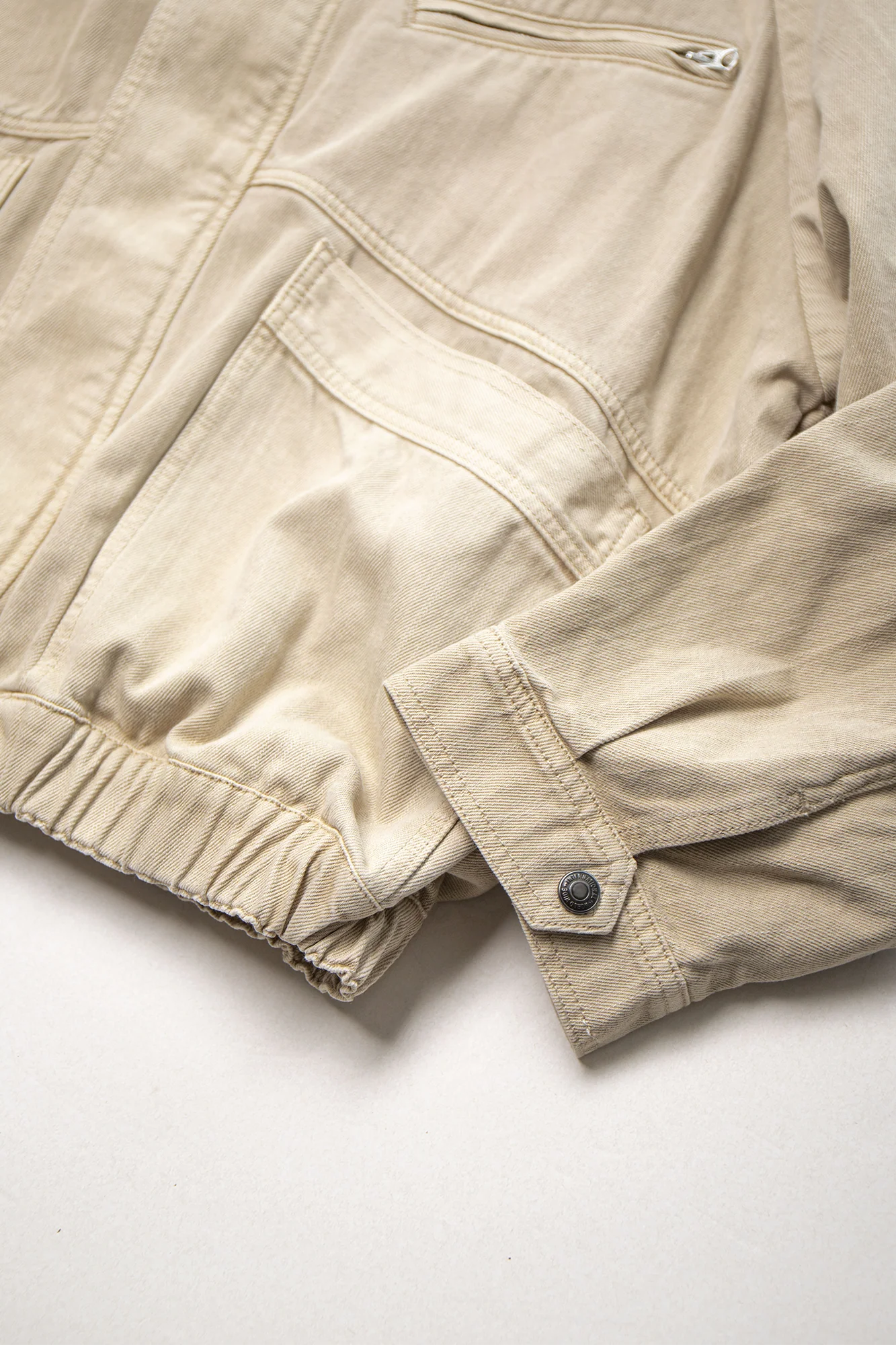 LEONSENSE Utility Raglan Stand-Collar Denim Jacket