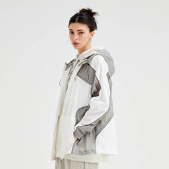 ORGANIC EMOTION Spliced Drawstring UV Protection Light Jacket