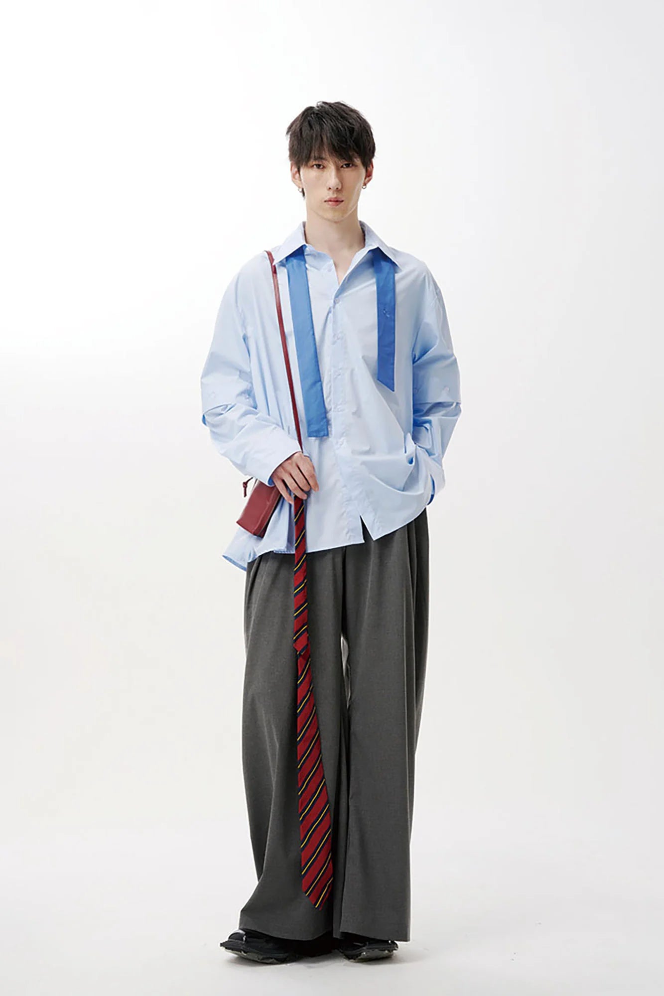 TUIMU Cross Tie Detachable Sleeve Shirt