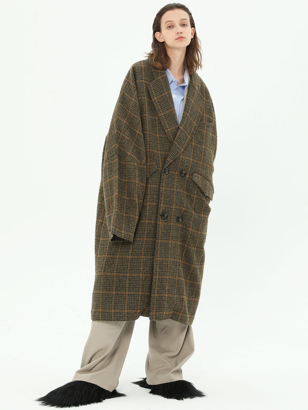 MIICHOUS Plaid Wool Oversized Coat