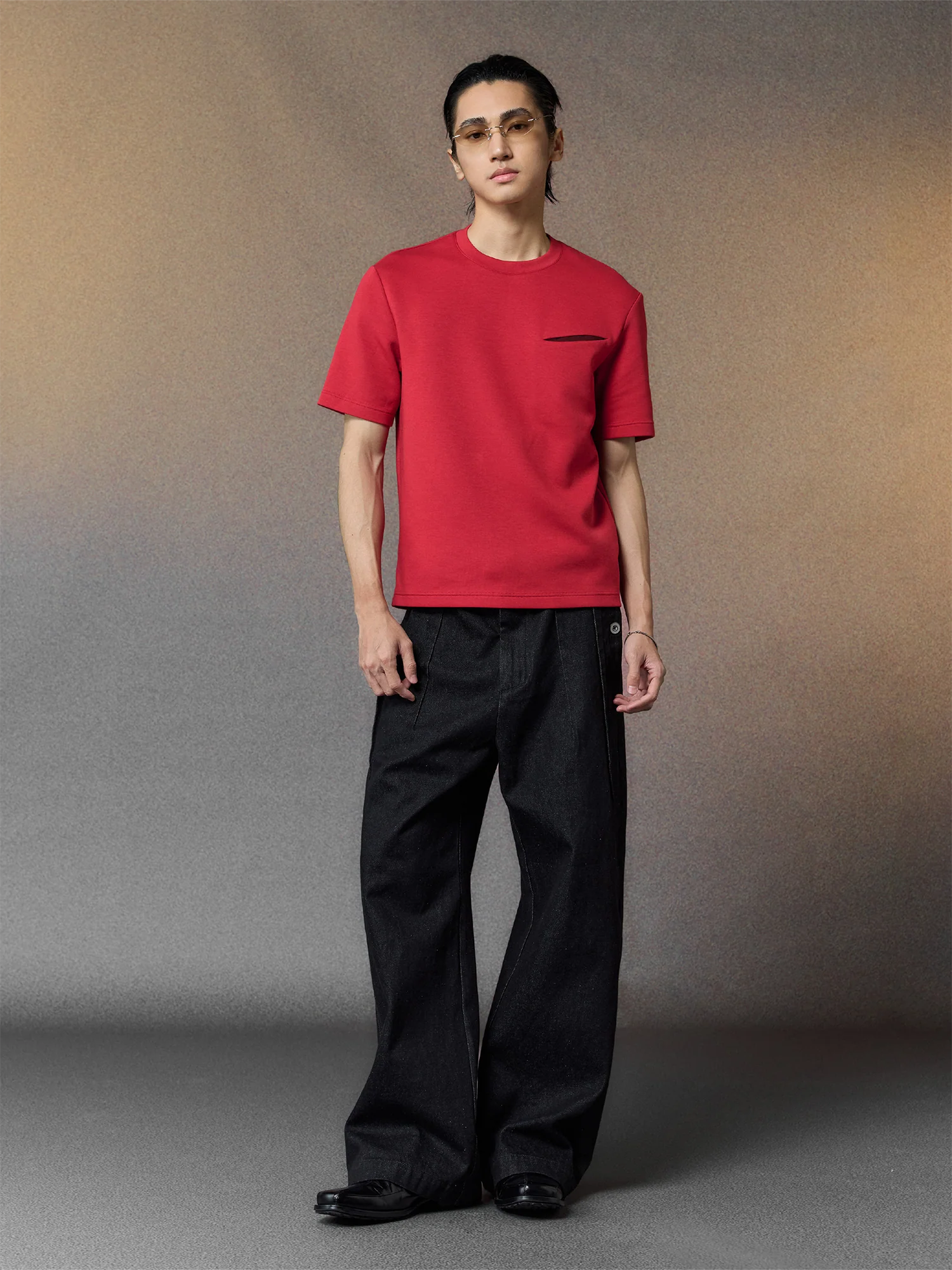 ALVNG AR ANTS Pleated Straight-Leg Denim Trousers