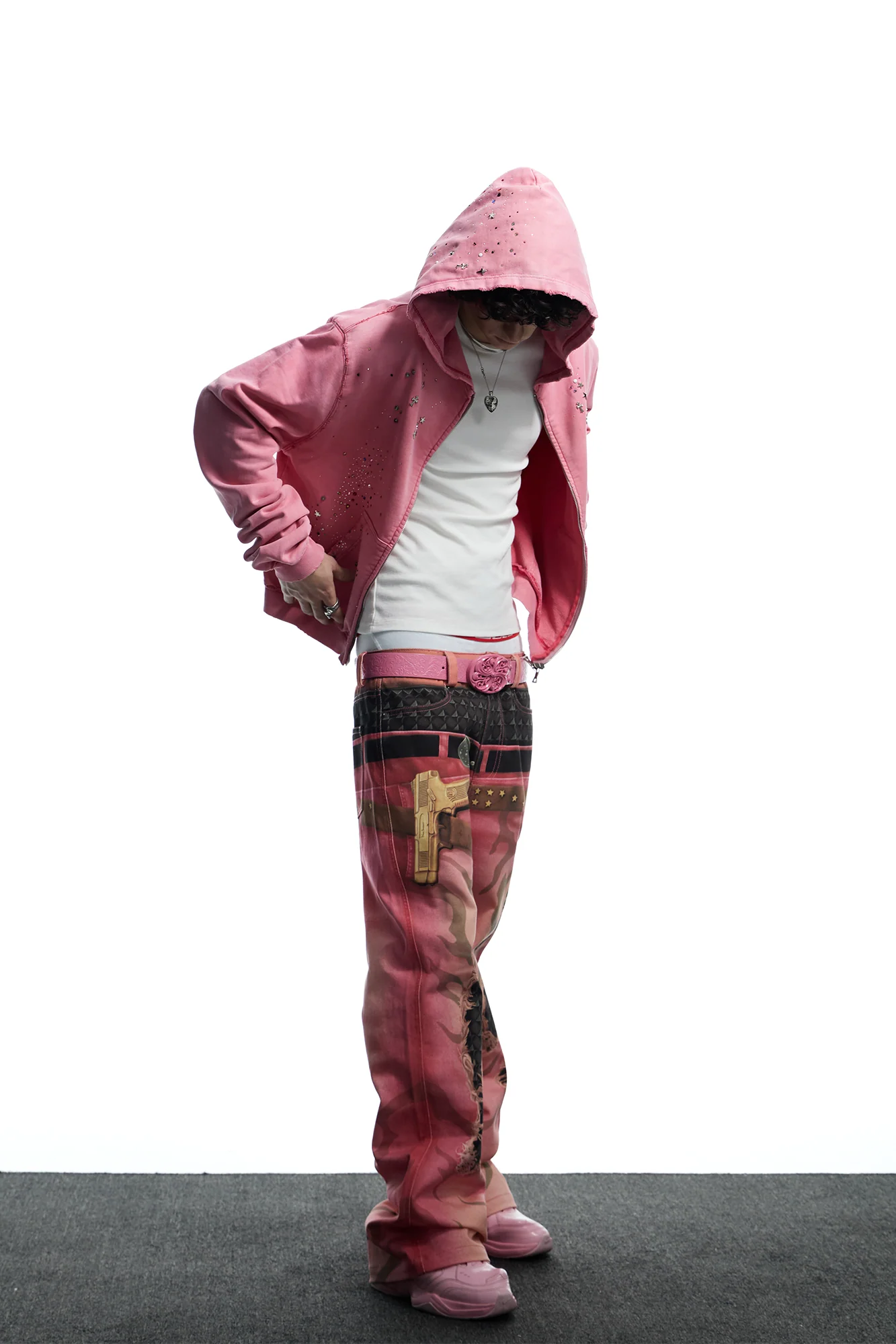 DND4DES Starry Diamond Washed Zip-Up Hoodie