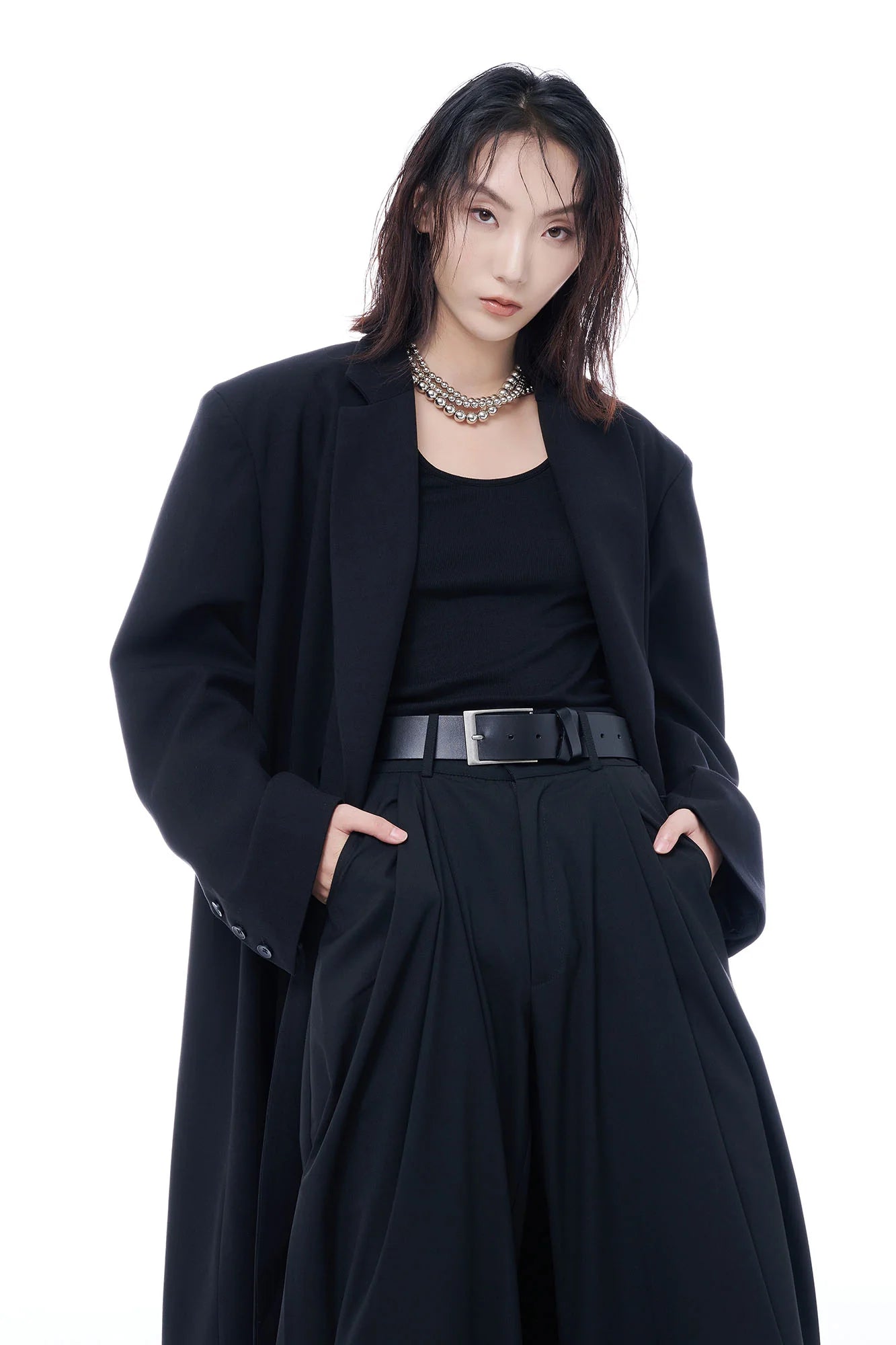 TUIMU Double-Breasted Maxi Trench Coat
