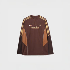 UMAMIISM Contrast Stripe Mesh-Panel Quick-Dry Long-Sleeve Tee