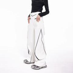 49PERCENT Paneled Zipper Wide-Leg Pants
