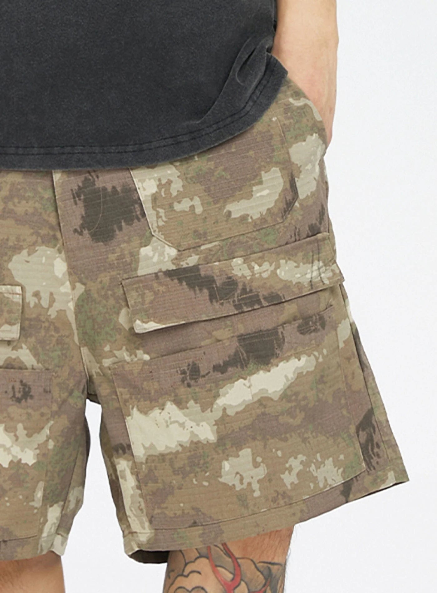 F2CE Retro Camo Multi Pocket Buckle Shorts
