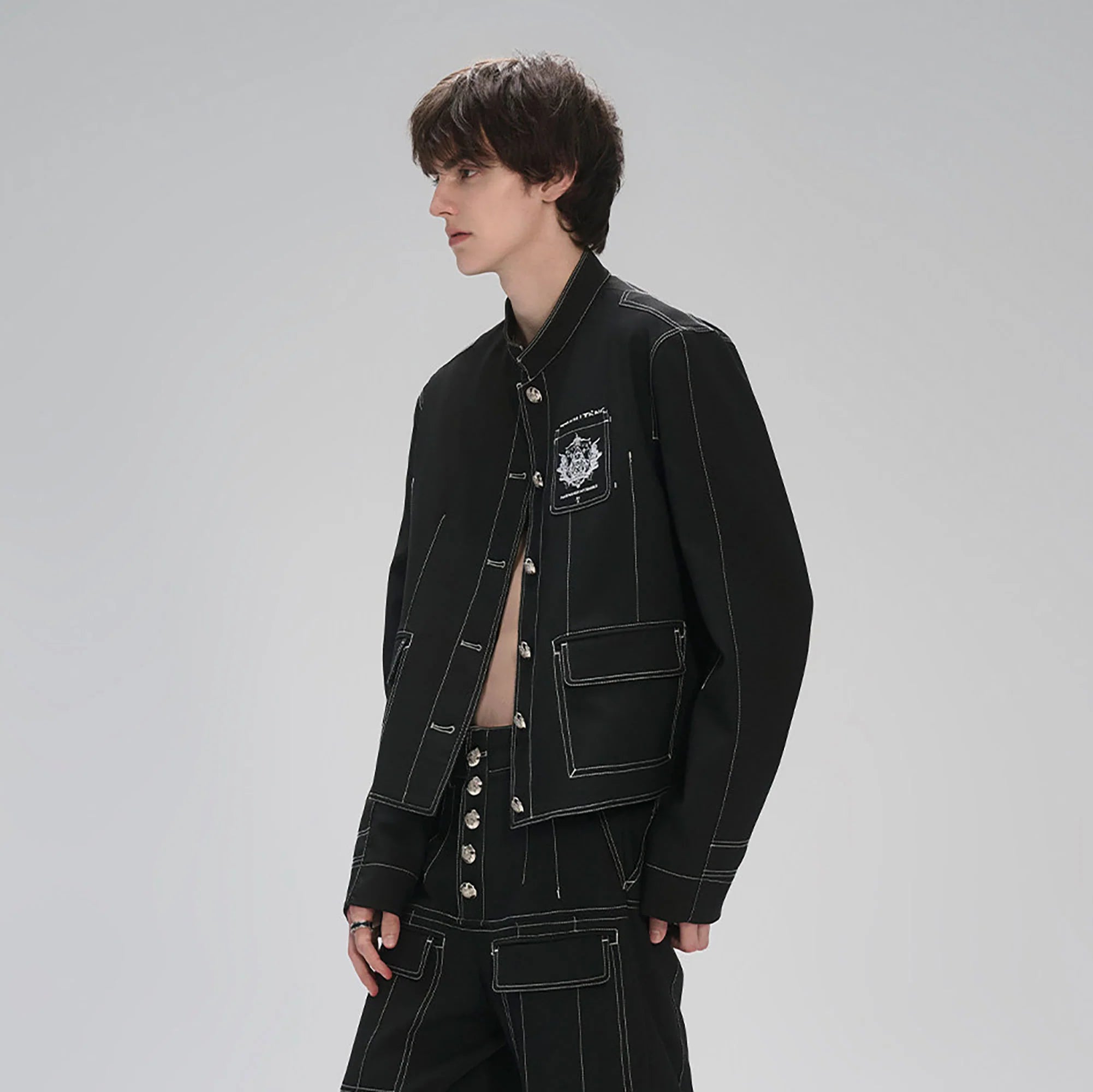 TIWILLTANG Stitched Badge-Embroidered Jacket