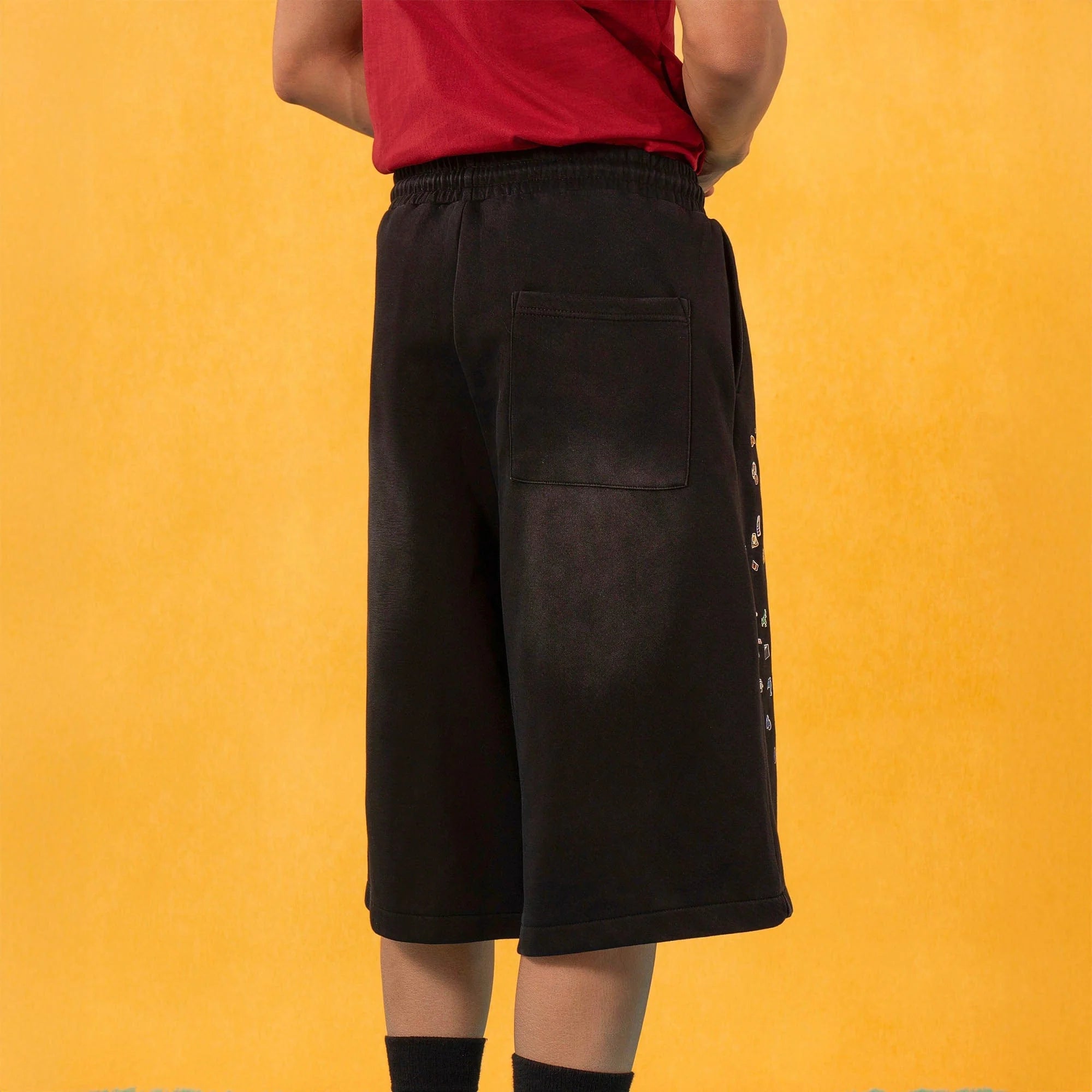 CLP Washed Stickers Drawstring Shorts