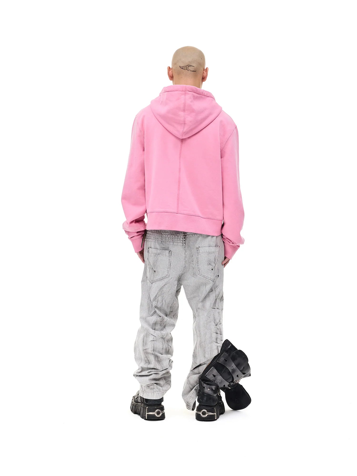 WHISTLEHUNTER Distressed Embroidered V-Neck Hoodie
