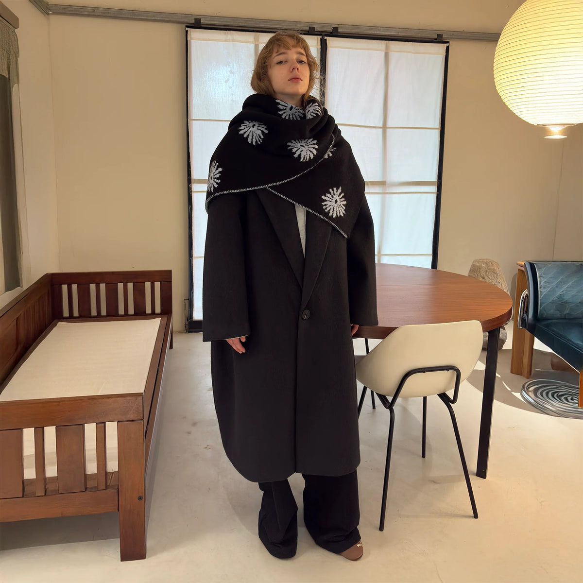 MIICHOUS Floral Embroidered Detachable Liner Overcoat