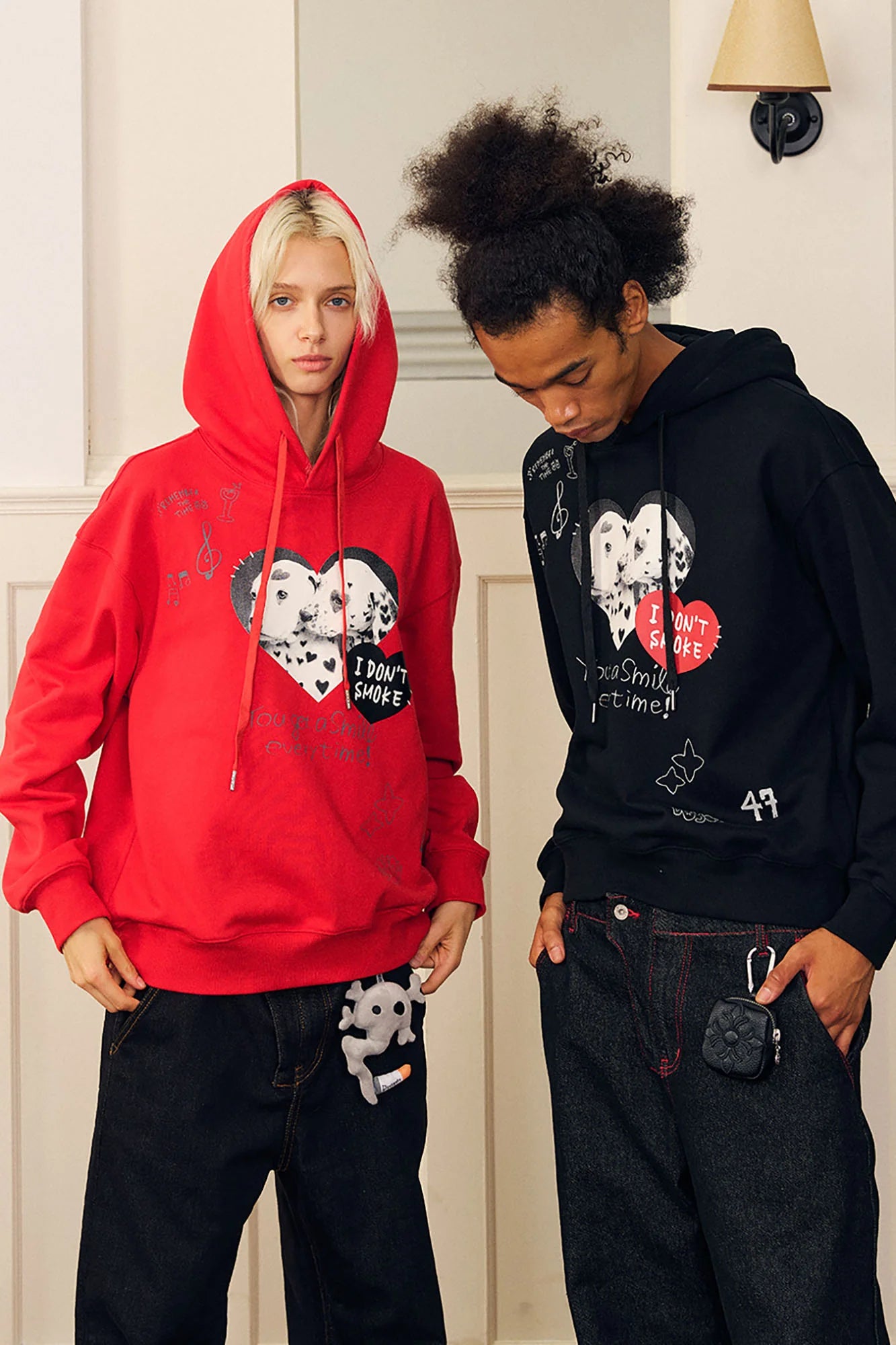 DONSMOKE Puppy Heart Doodle Hoodie