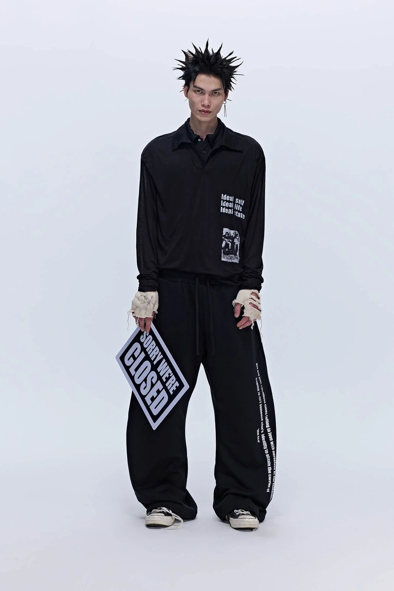 SAVAGEGROWTHWORLD Slogan Curved Drawstring Sweatpants