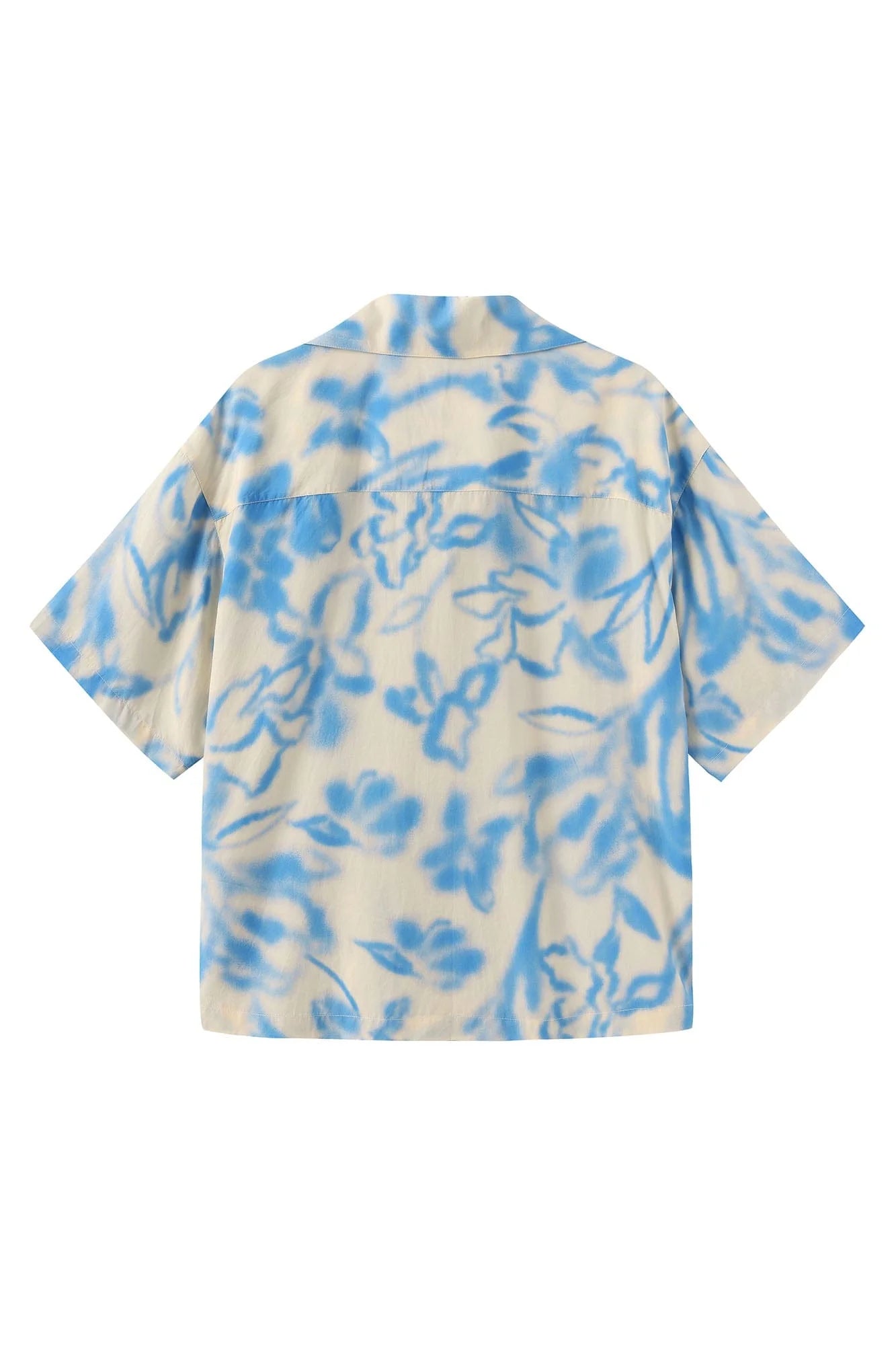 ORAL UTOPIA Airbrushed Floral Tencel Cuban Half Shirt