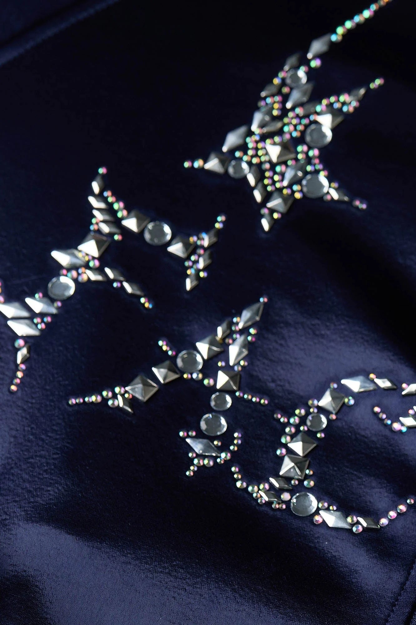 FACEONLAB Rivet Diamond Satin Leopard-Collar Jacket