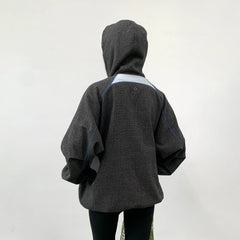 ROARINGWILD A ARCH Plaid Paneled Half-Zip Hooded Jacket