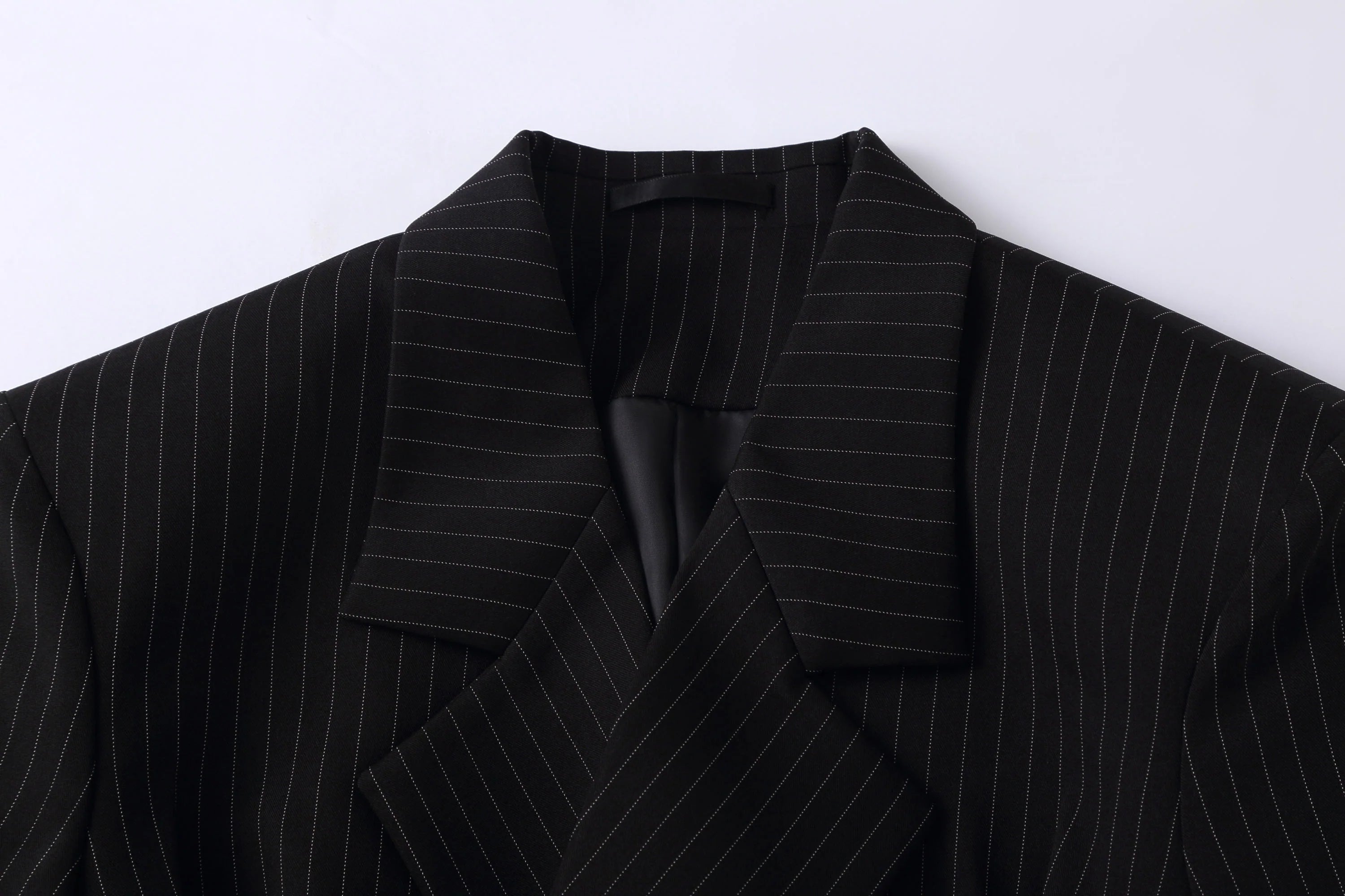 CLP Striped Cinched Waist Sculpted Blazer