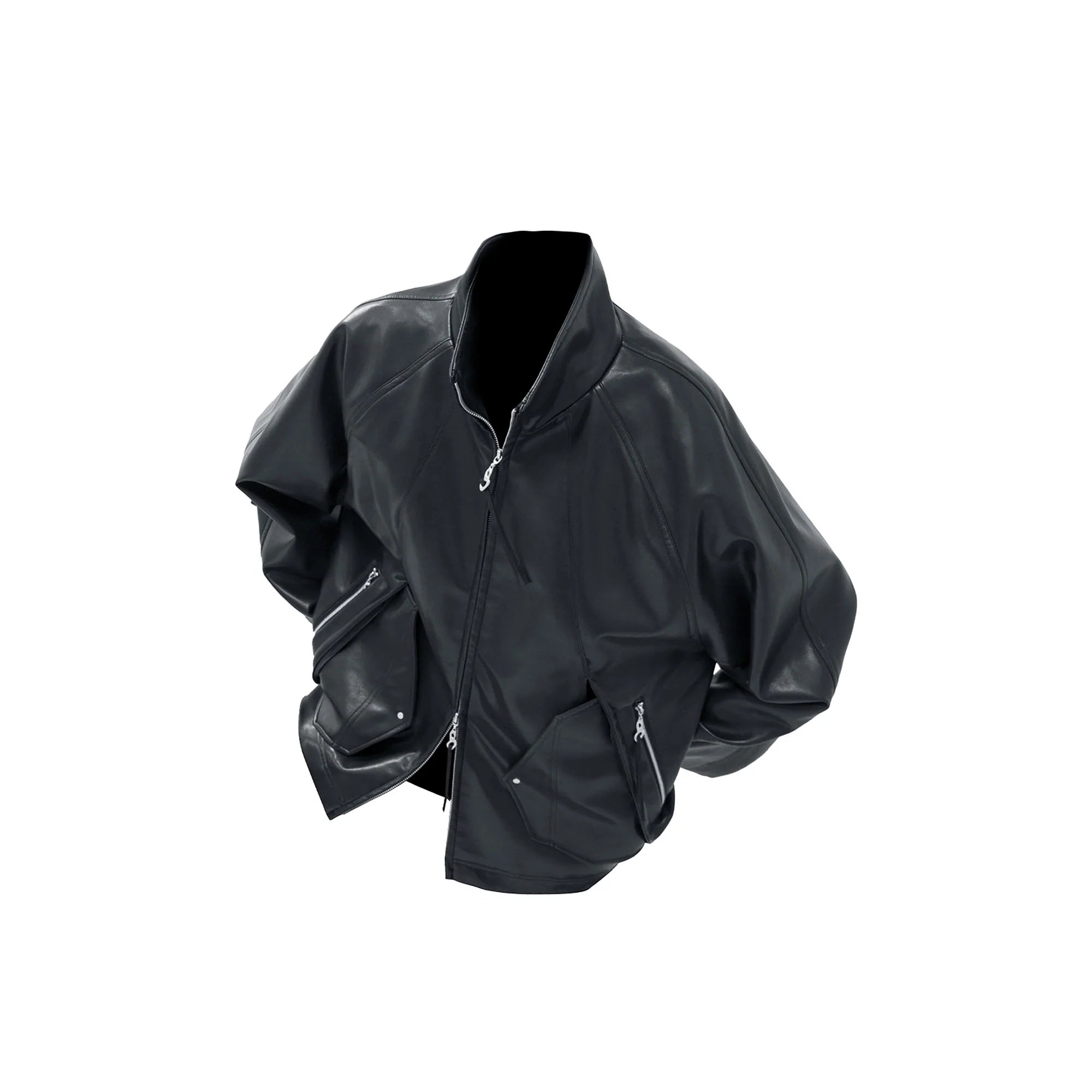 RELABEL Multi-Pocket Faux Leather Oversized Jacket