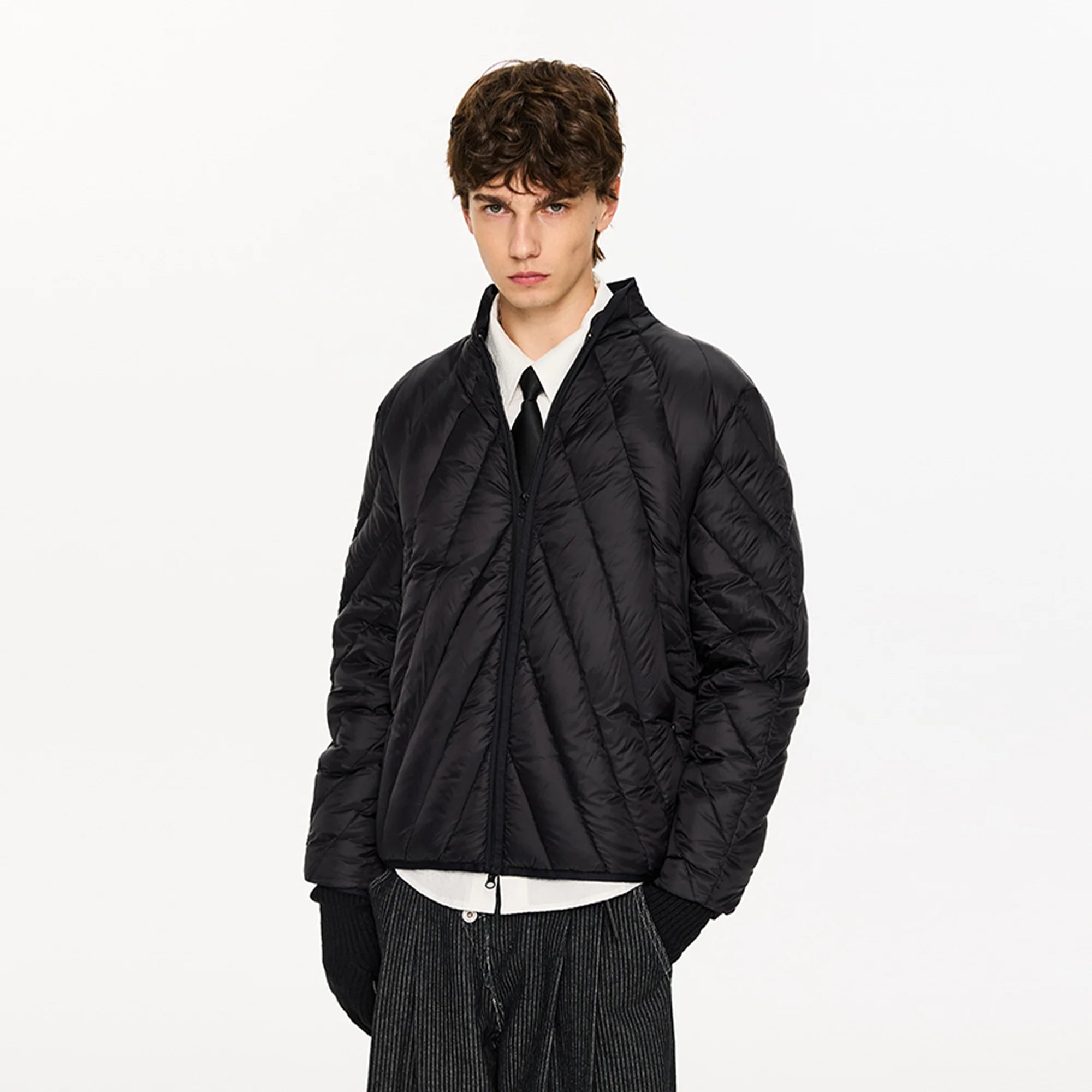 KREATE Quilted Rib Stand-Collar Down Jacket