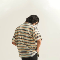 EPIC POETRY Geometric Ripple Knitted Half Shirt (Only Size M Left)