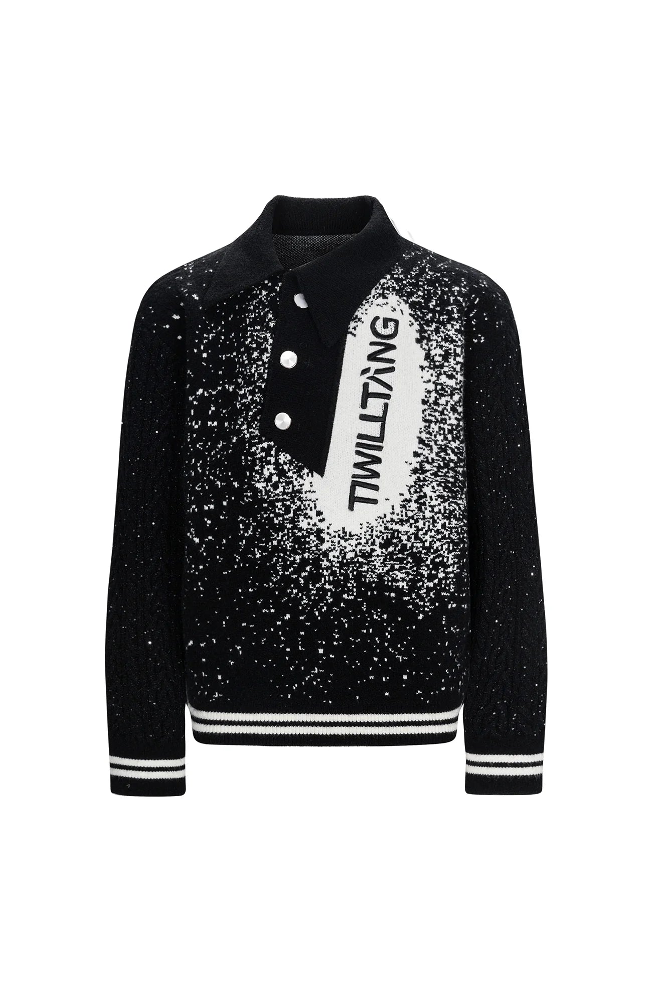 TIWILLTANG Asym Collar Embroidered LOGO Sweater