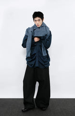 7440 37 1 Fluffy Half-Button Polo Sweater