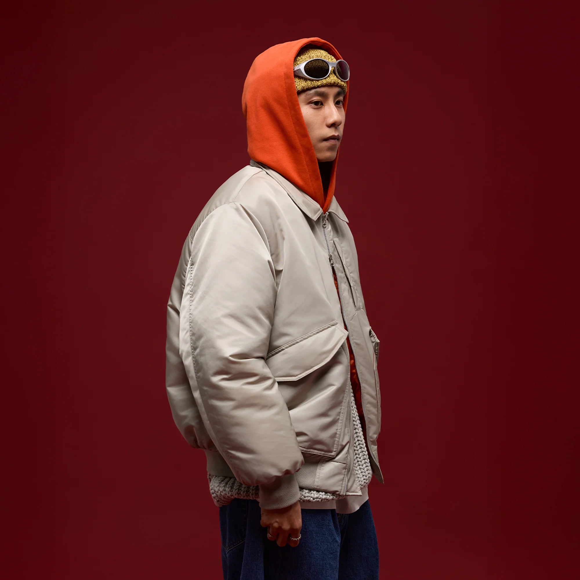 BANANA CLUB Glossy Utility Padded Bomber Jacket
