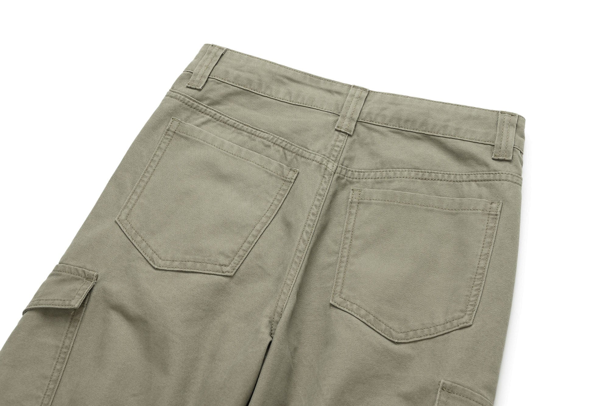 OKAYTHXBYE Washed Button Flap-Pocket Cargo Pants