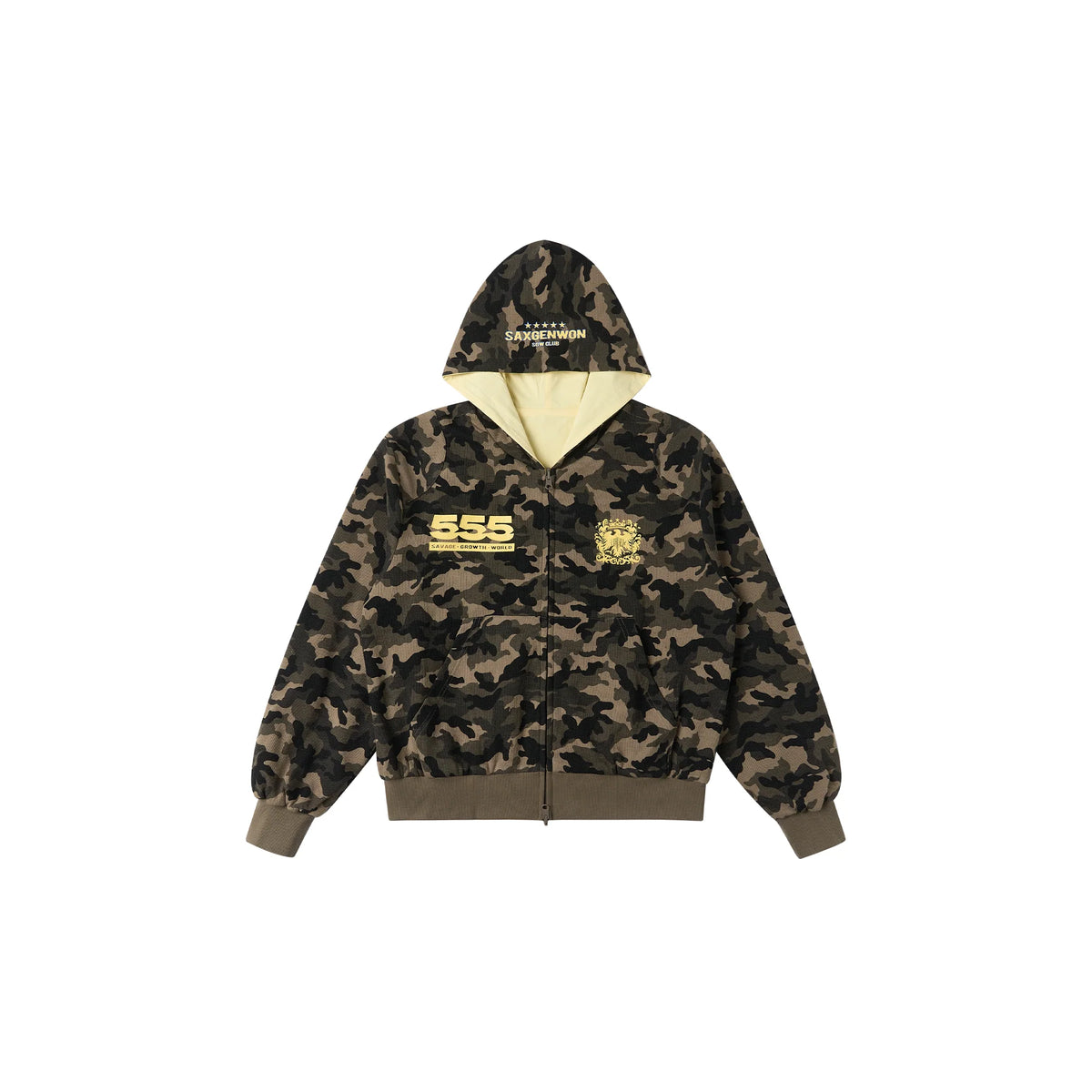 SAVAGEGROWTHWORLD Reversible Camo Waffle Hooded Jacket