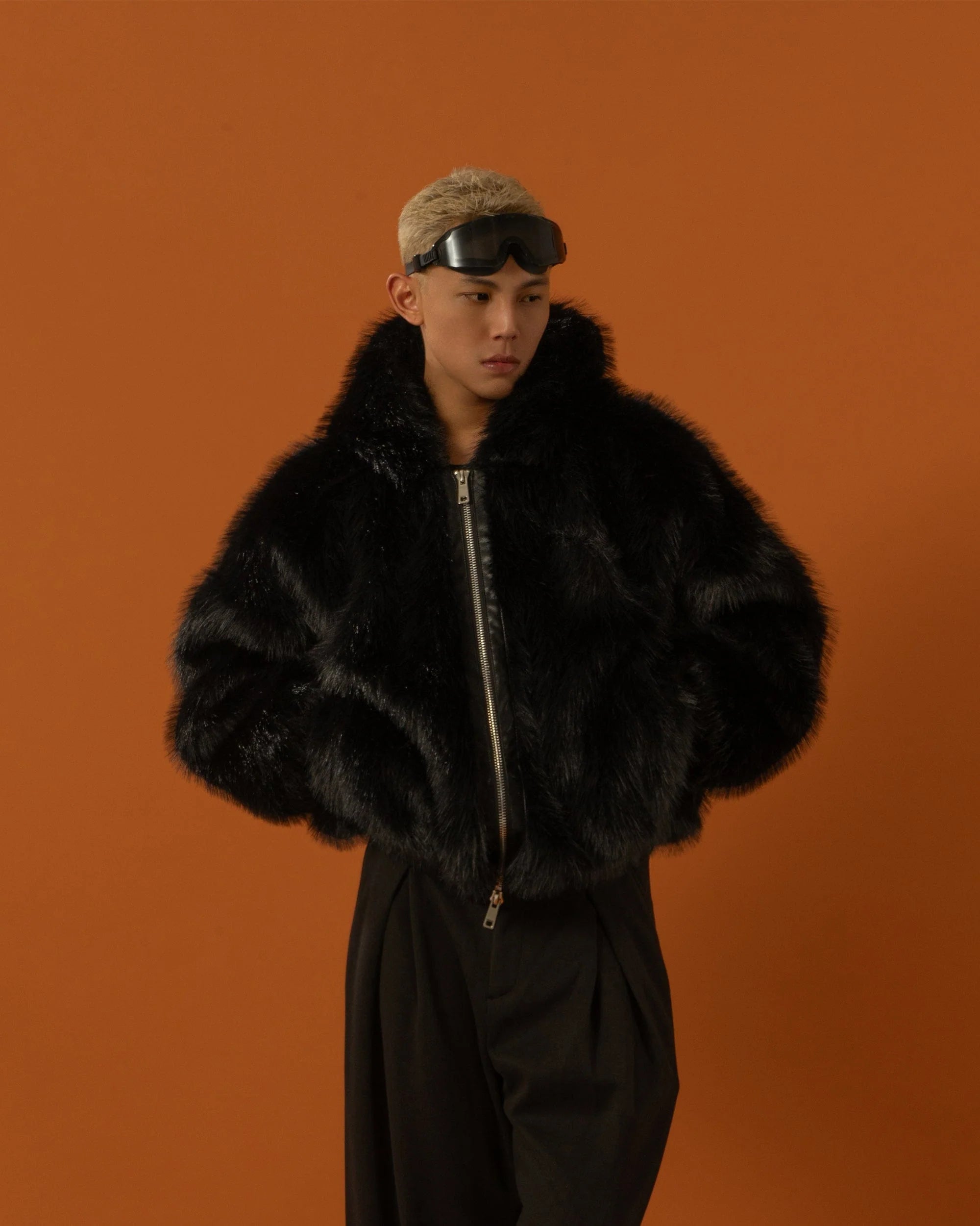 CLP Retro Faux Fur Zip-Up Hooded Jacket
