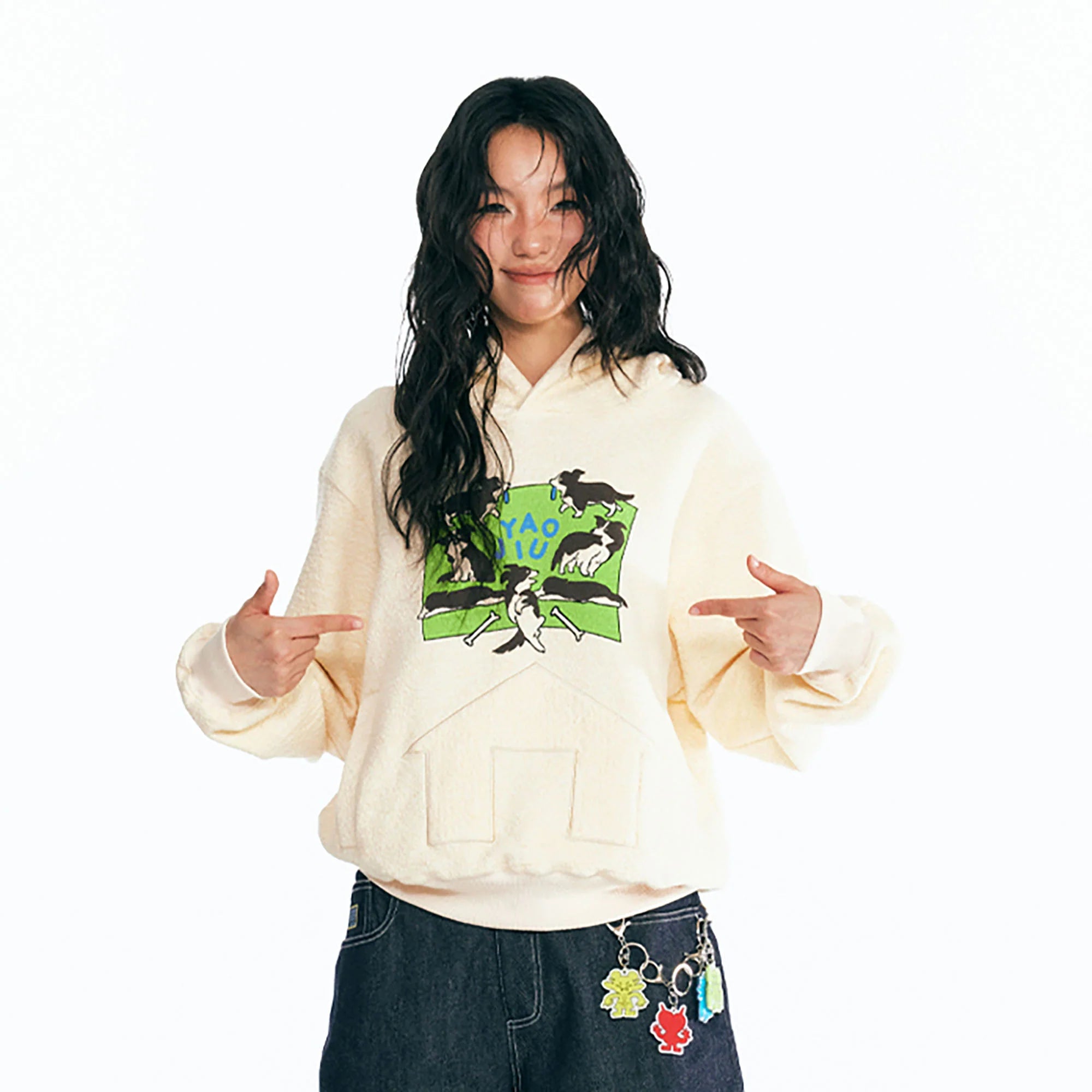 1997 POSTOFFICE Puppy Paradise Graphic Oversized Hoodie