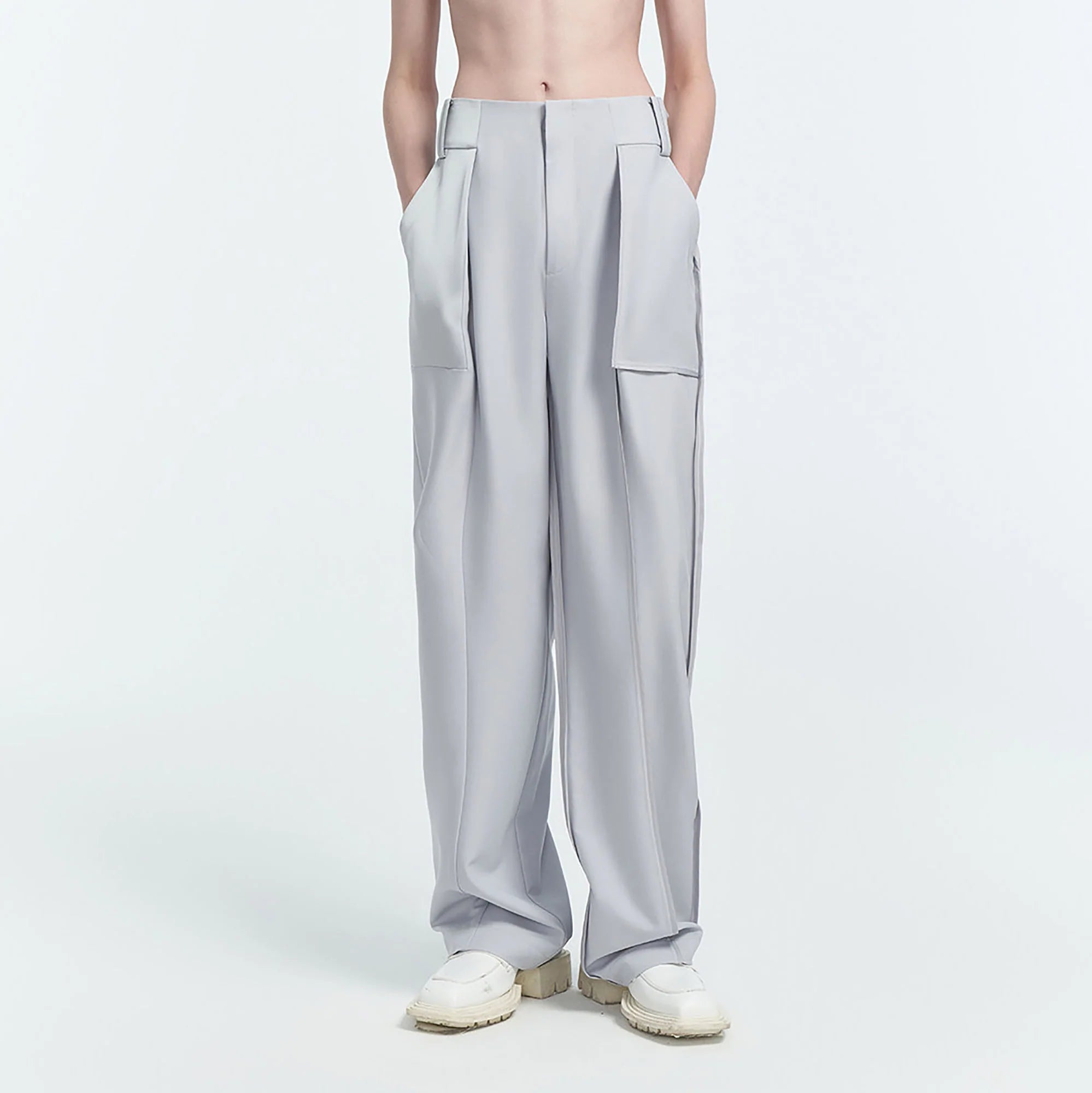 TIWILLTANG Satin Panel Straight-Leg Pants