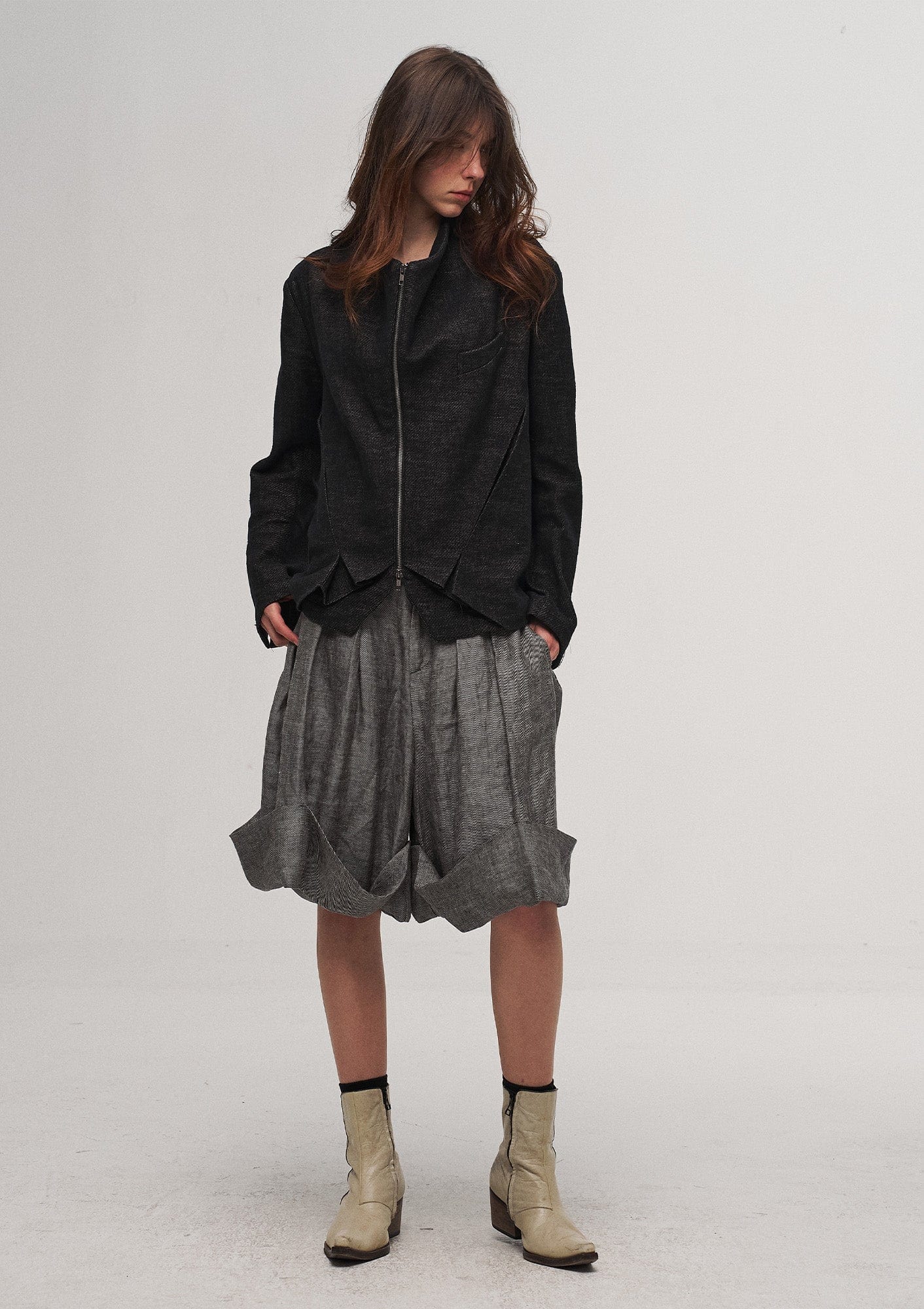 ILNya Nieternite Nifutur Double-Layer Weave Linen Jacket Black