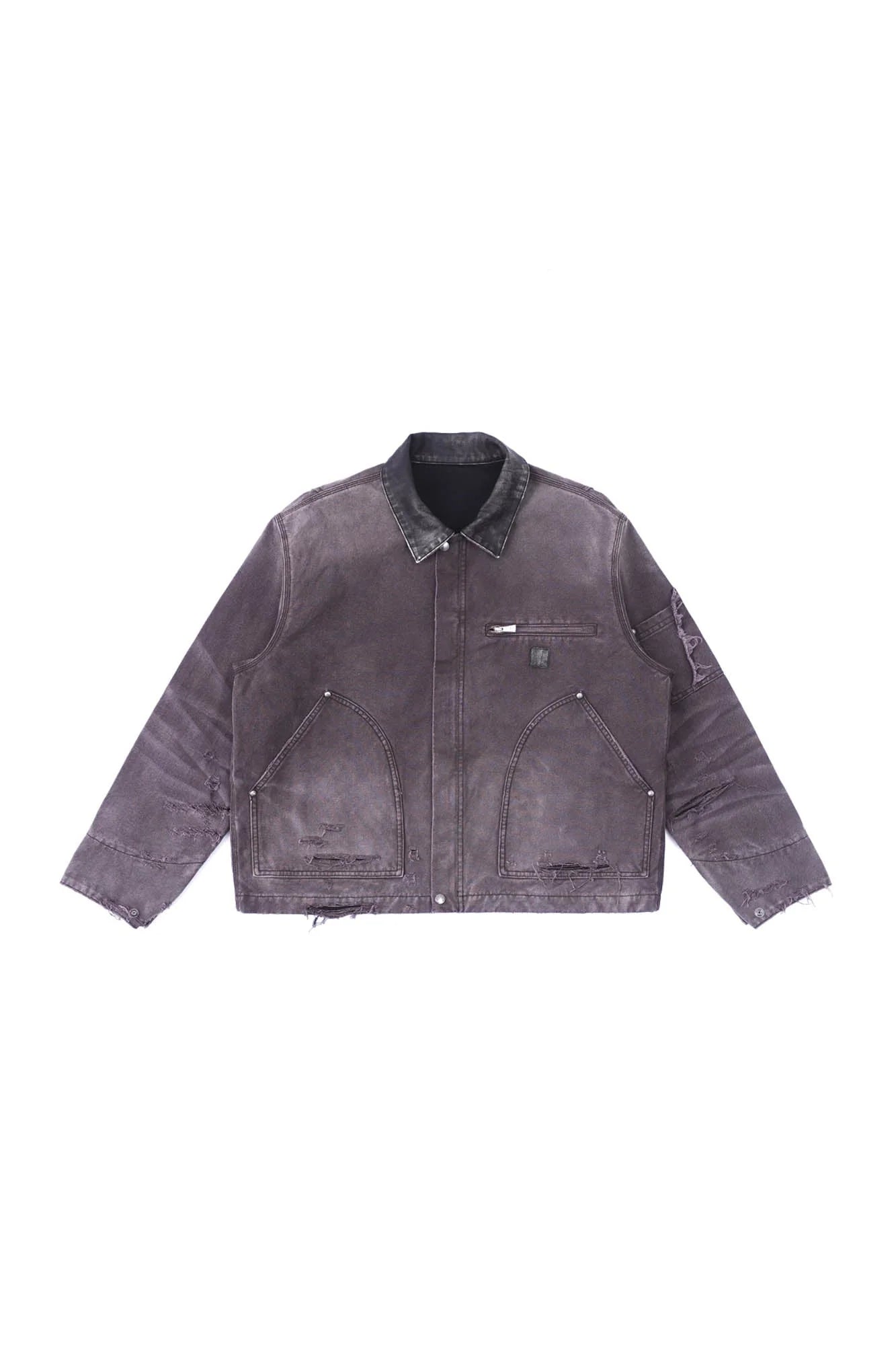 IN EXISTENCE Dirty-Washed Contrast Collar Detroit Jacket