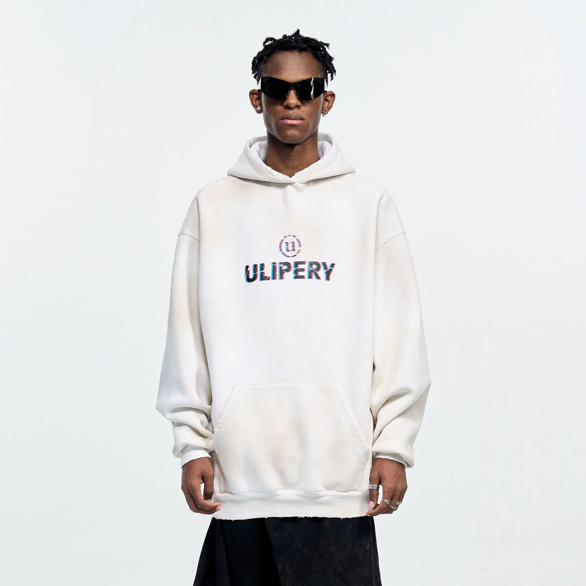 ULIPERY Dirty Fit Frayed Heavyweight Oversized Hoodie