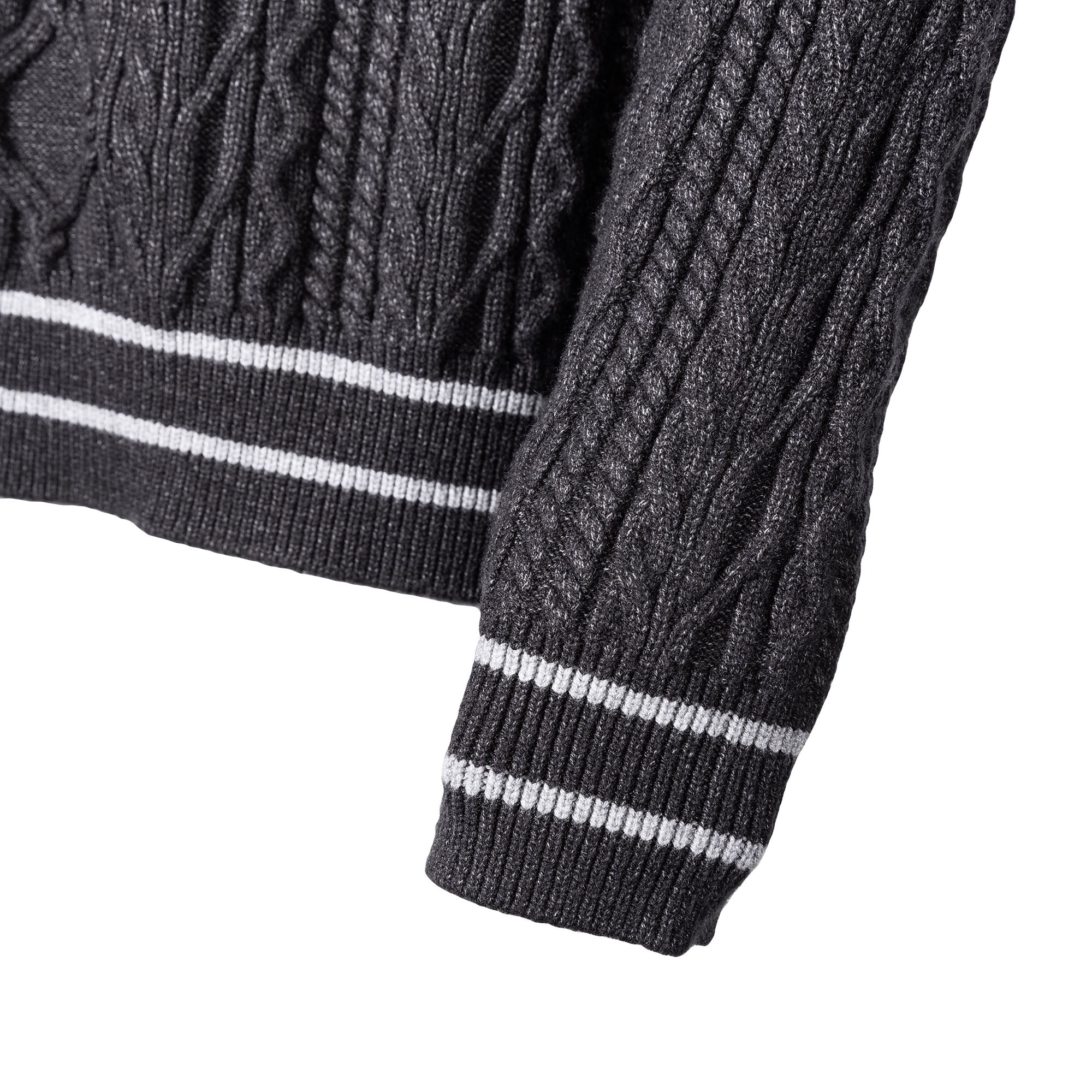 CATSSTAC Varsity V-Neck Cable-Knit Sweater