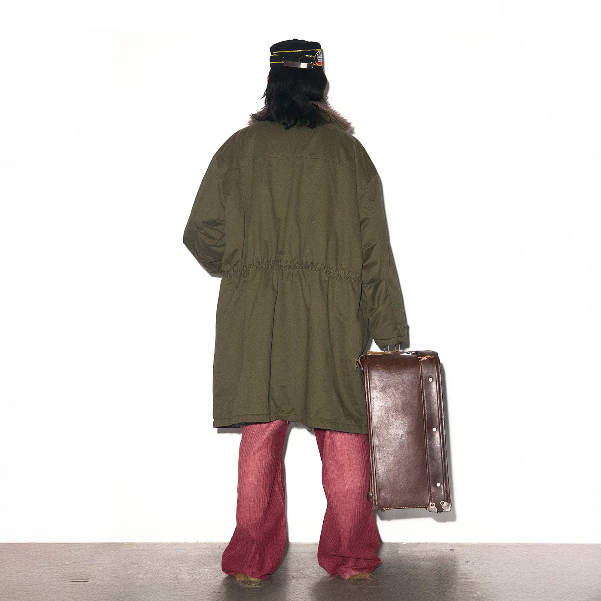 TRECLUB Retro Faux Fur Lining Oversized Parka