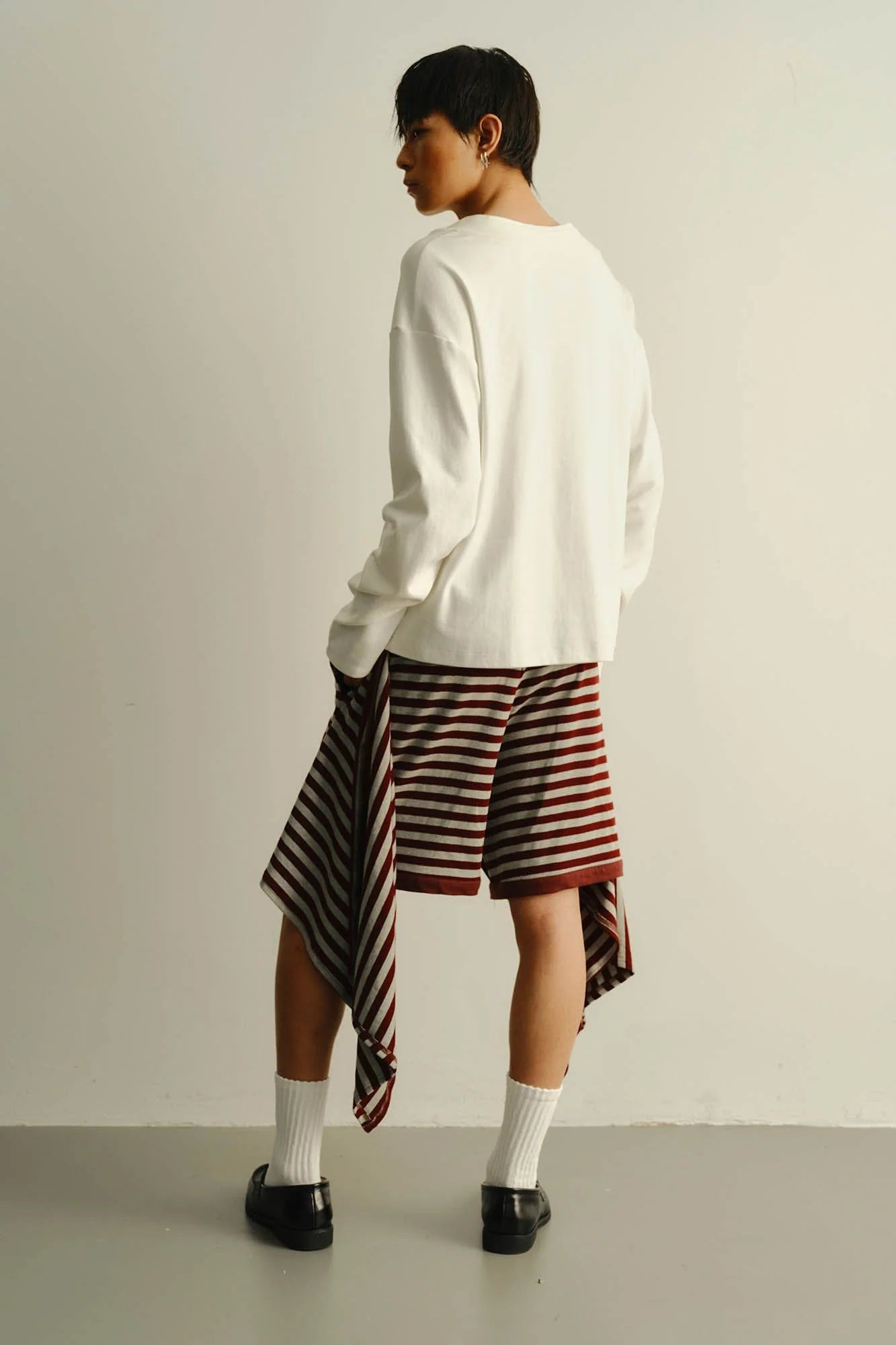KADAKADA Sweater-Reworked Striped Knit Shorts